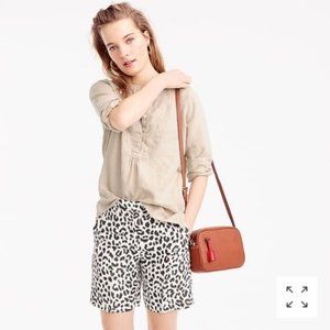 J.Crew Linen Leopard Bermuda Shorts